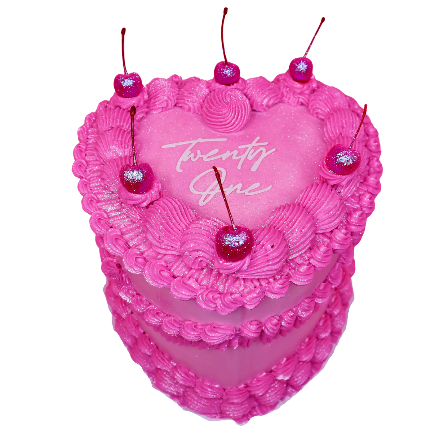 Glitter Cherry Heart Cake