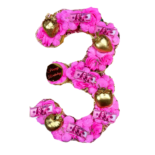 One Dozen Pink Money Number/Letter Shaped Cupcakes