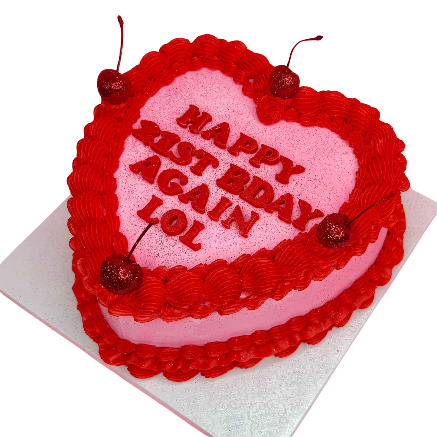 Glitter Cherry Heart Cake