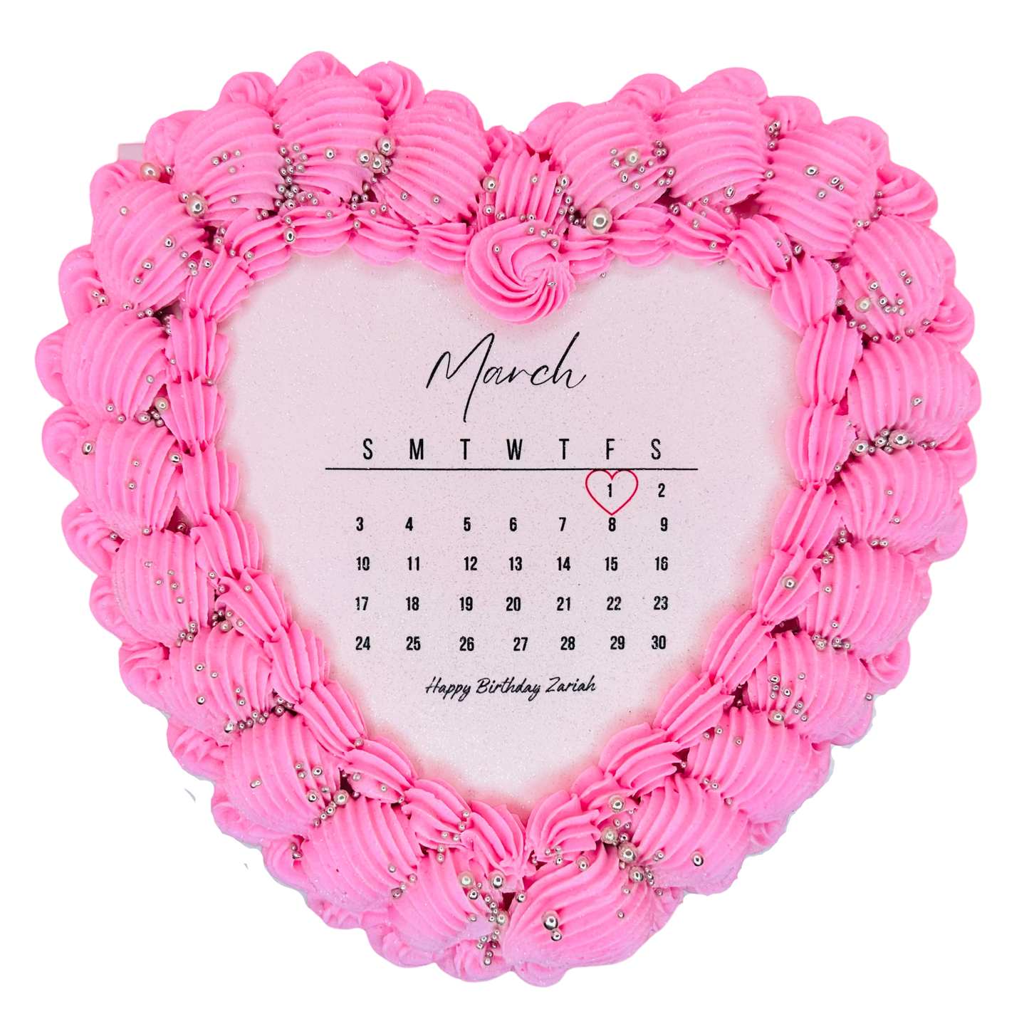 Burn-away Calendar Heart Cake