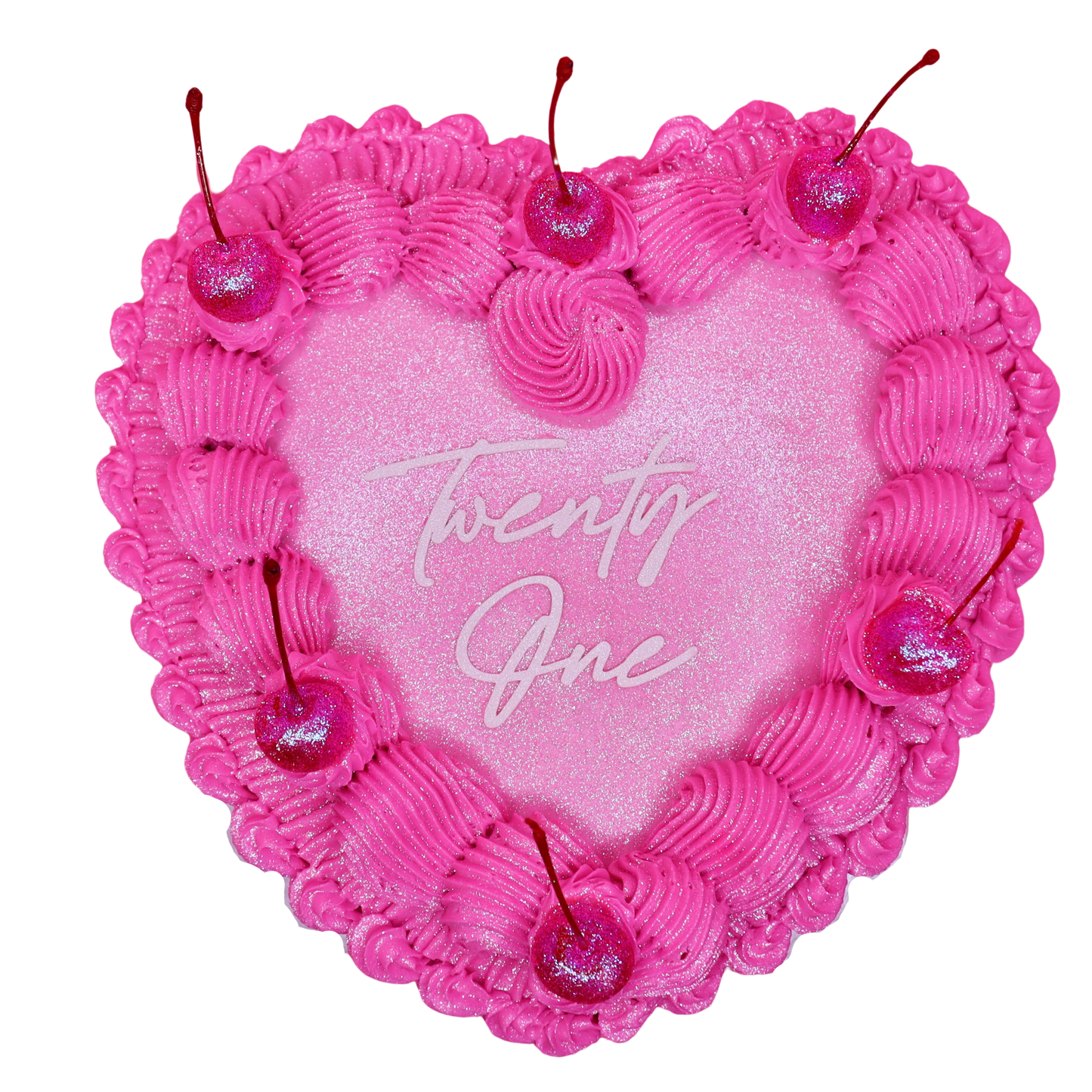 Glitter Cherry Heart Cake