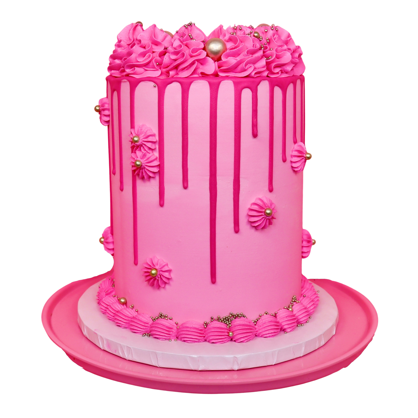 Classic Pink Drip Cake