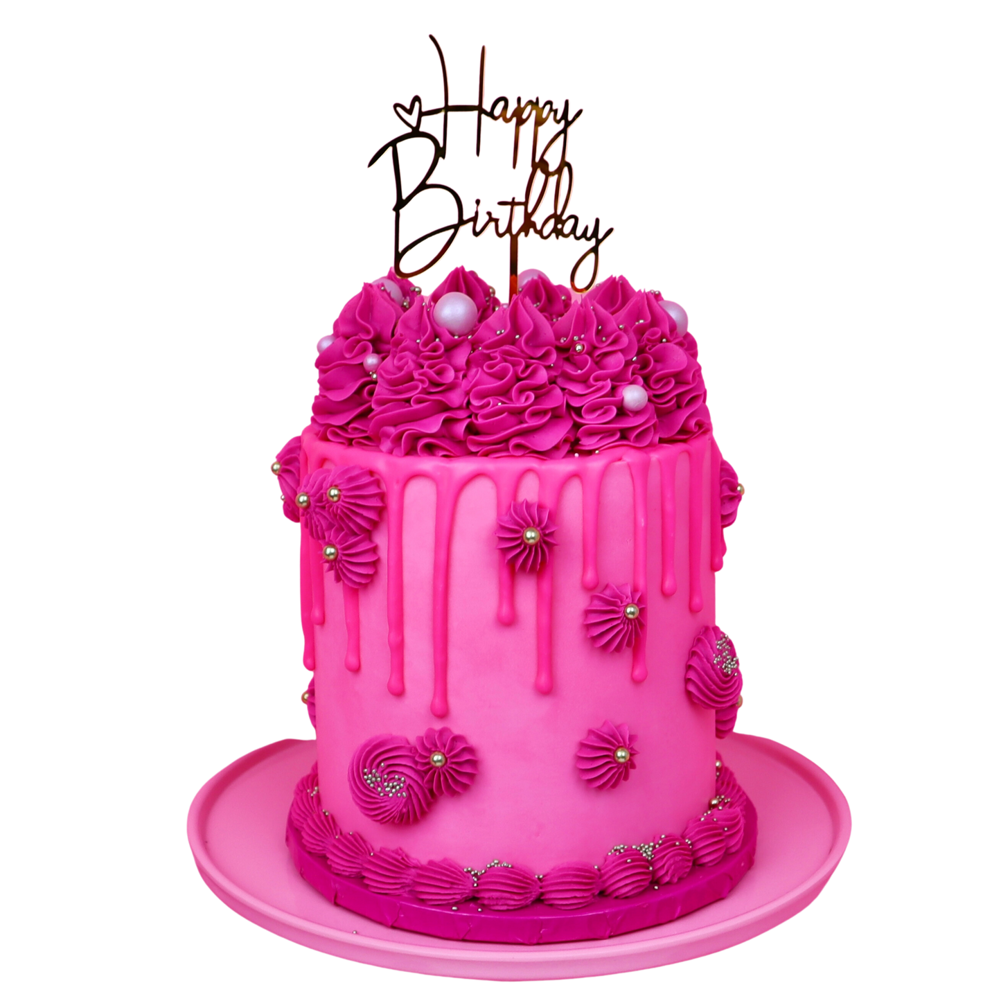 Classic Pink Drip Cake