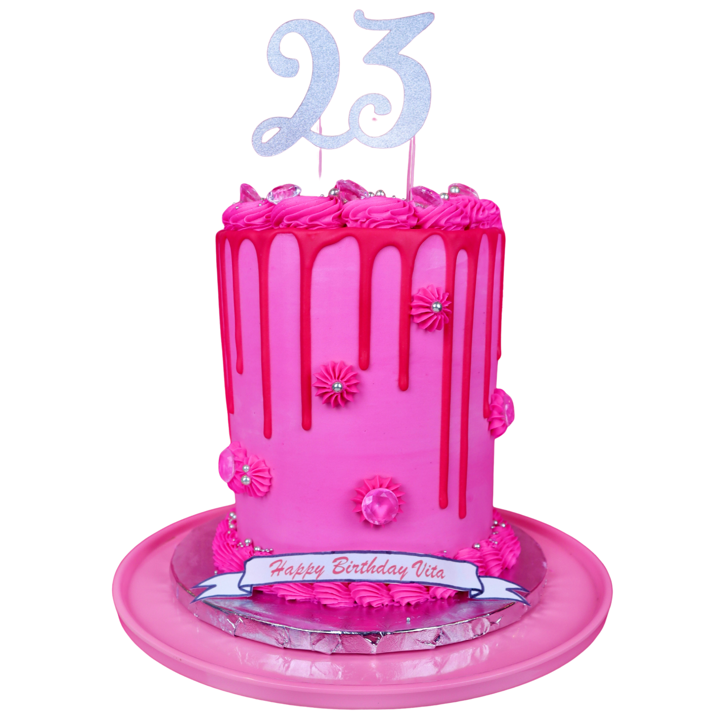 Classic Pink Drip Cake