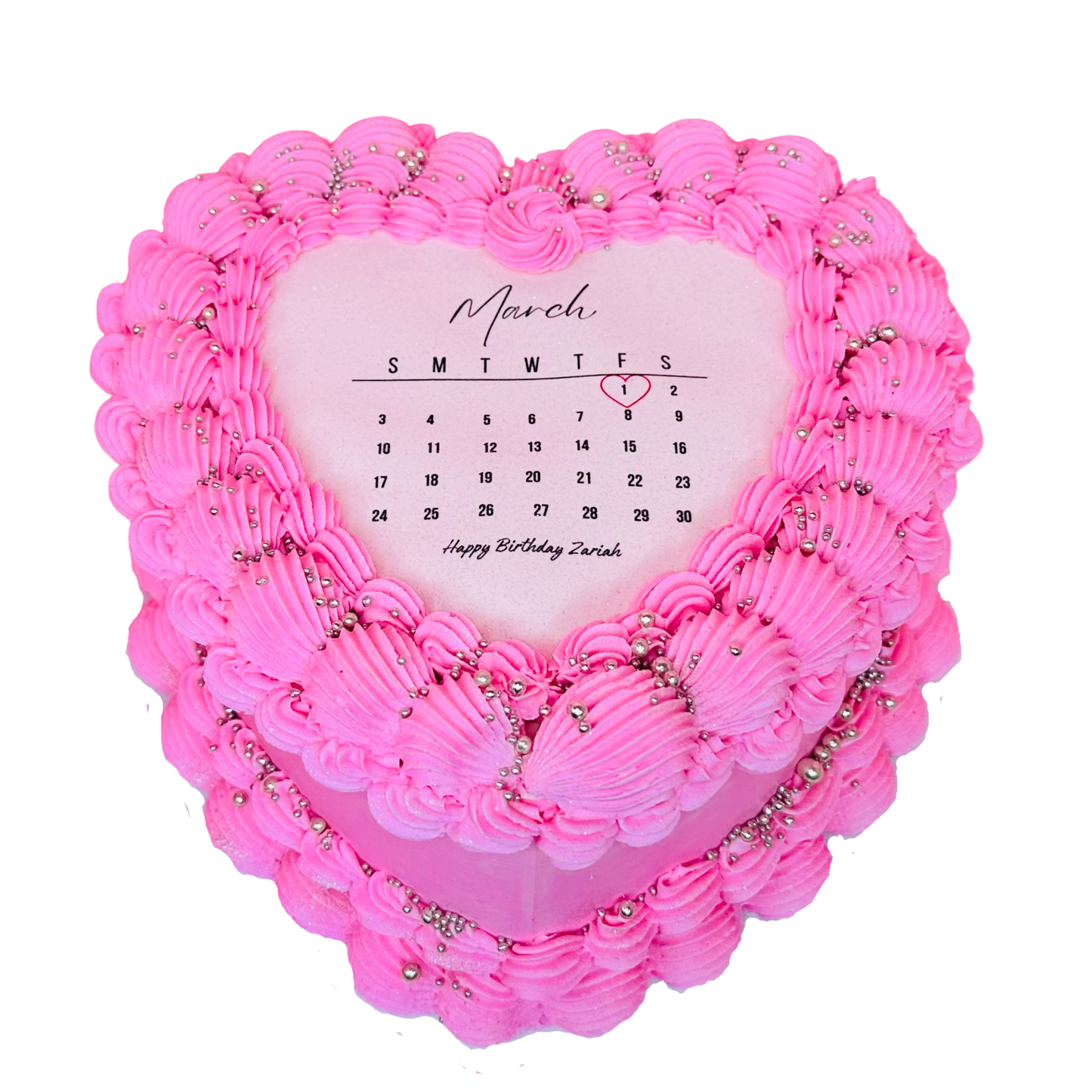Burn-away Calendar Heart Cake