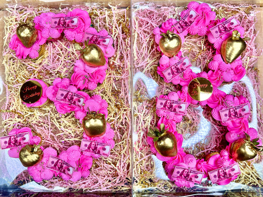 Two Dozen Pink Money Number Shaped Cupcakes