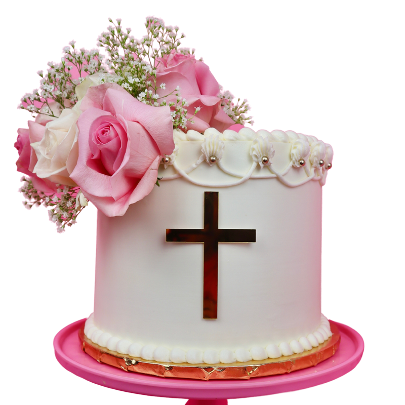 Baptism Cake (fresh flowers)