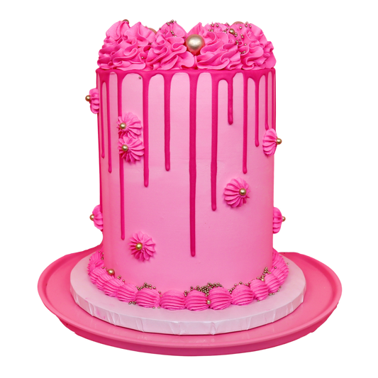 Classic Pink Drip Cake