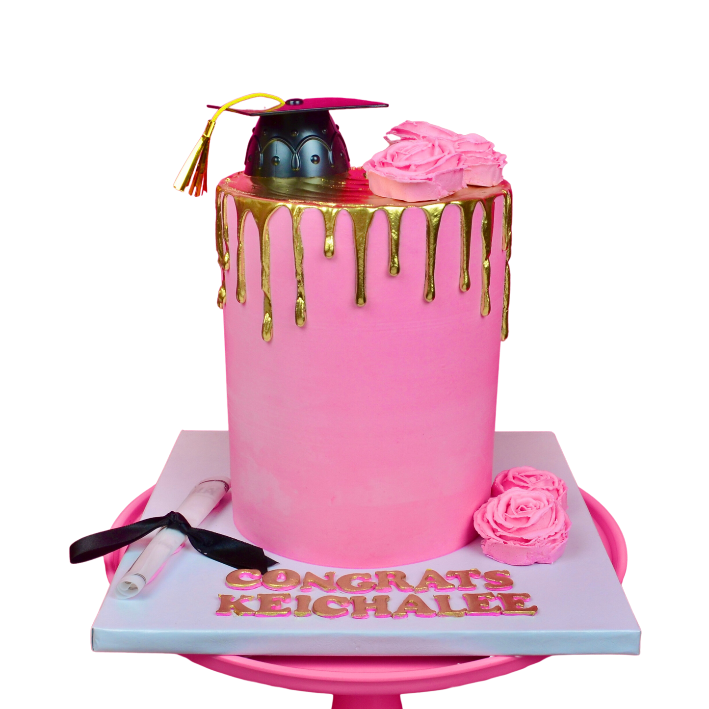 Metallic Drip Graduation Cake