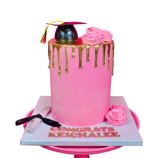 Metallic Drip Graduation Cake