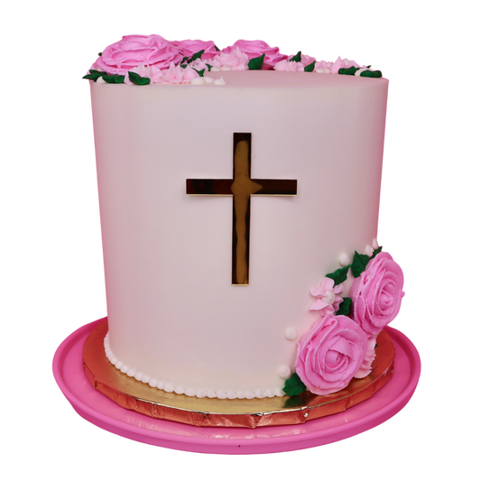 Baptism Cake (pipped flowers)