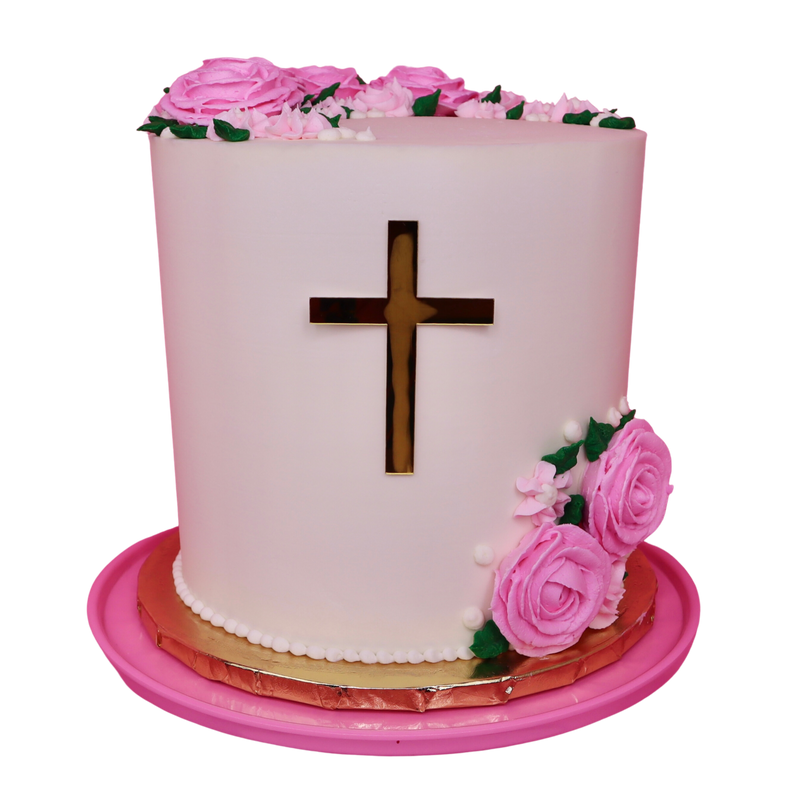 Baptism Cake (pipped flowers)