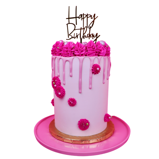 Classic Pink Drip Cake